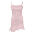 thumbnail image 4 of Povozer Short Homecoming Dresses for Teens 2025 Spaghetti Strap Satin Prom Dress(Pink,L), 4 of 5