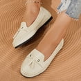 thumbnail image 2 of Womens Suede Penny Loafers Fashion Fringe Round Toe Stitching Flat Walking Shoes Lightweight Moccasins Driving Shoes White Size 7, 2 of 7