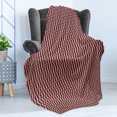 thumbnail image 4 of Retro Soft Flannel Fleece Throw Blanket, Curvy Wavy Lines Simplistic Pattern on Dark Red Background Vintage Twist Tile, Cozy Plush for Indoor and Outdoor Use, 60" x 80", Burgundy White, by Ambesonne, 4 of 5