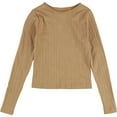 thumbnail image 2 of PLANET HEART Womens Ribbed Long Sleeve Knit Blouse, Brown, Juniors, Large, 2 of 2