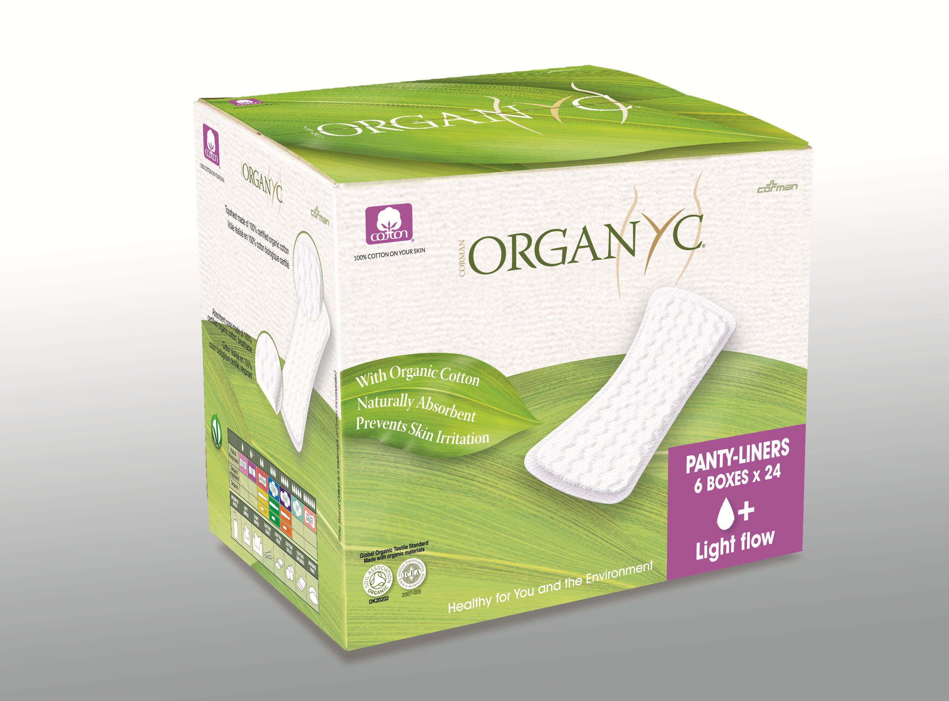 Organyc 100 Certified Organic Cotton Panty Liners, Light Plus, 144