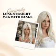 thumbnail image 5 of QUEENTAS 18 Inch Platinum Blonde Wigs For Women Long Straight Hair Wig With Bangs Heat Resistant White Blonde Layered Wig For Women Daily Party Cosplay Use, 5 of 8