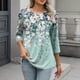 thumbnail image 1 of TaTaai 3/4 Sleeve T-Shirt Skin-Friendly Lightweight Women's Fashion Printed Button Round Neck Loose Casual All Occasion Daily Wear Top Gift, 1 of 7