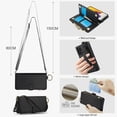 thumbnail image 4 of ELEHOLD For Samsung Galaxy Note 20 Ultra Phone Case Leather Crossbody Zipper Card Wallet Flip Case Kickstand Cover, with Ring Holder,Full Body Protection-Black, 4 of 7