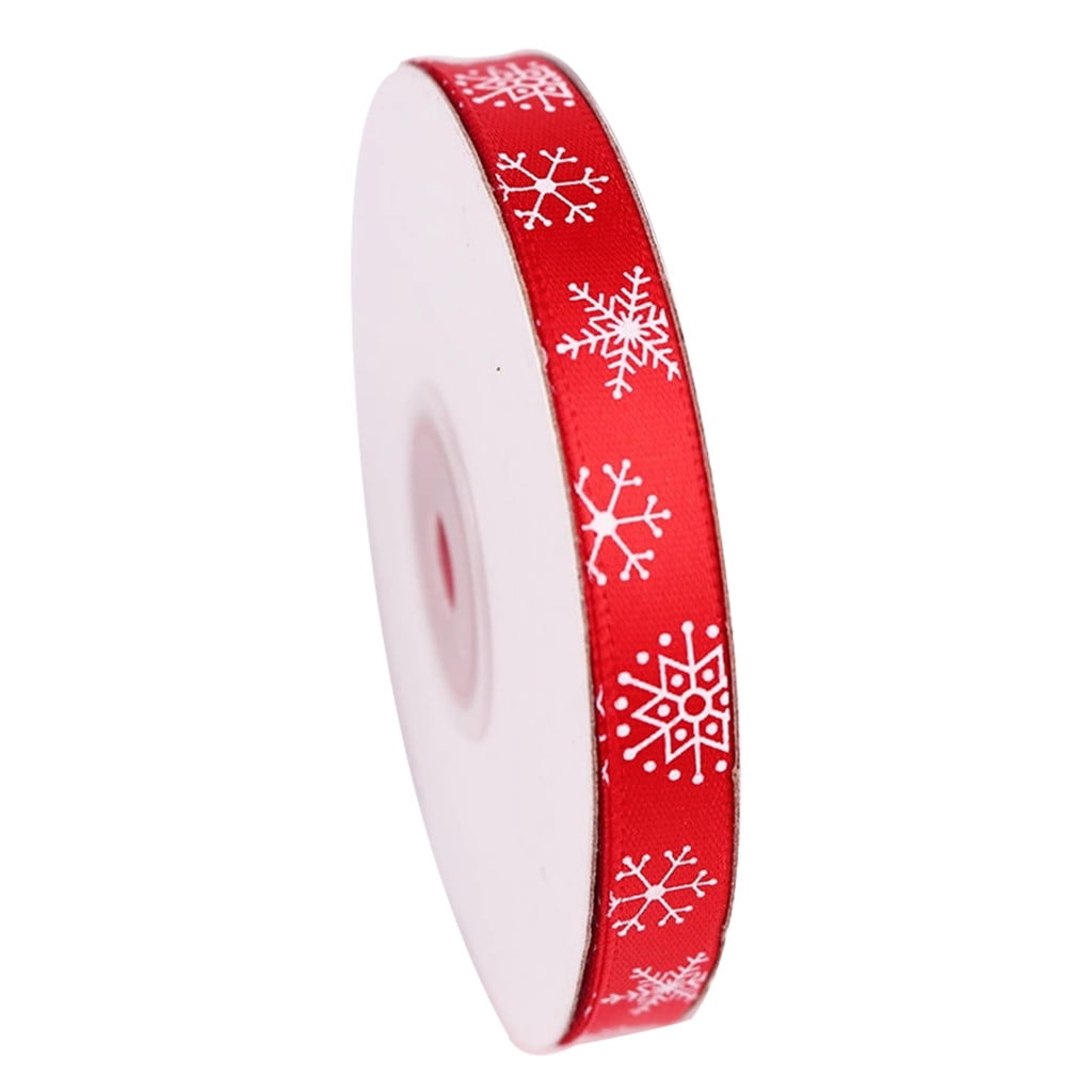 JAM Paper Glitter Snowflake Ribbon, Red & Green, 2.5in x 10yd, 1/Pack