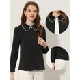thumbnail image 2 of INSPIRE CHIC Chemise de Bureau pour Femmes à Col Noué avec Boutons Peter Pan Noir m, 2 of 4
