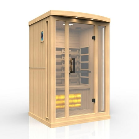 Golden Design Saunas Golden Designs 2-Person Full Spectrum PureTech™ Near Zero EMF FAR Infrared Sauna with Himalayan Salt Bar (Canadian Hemlock)