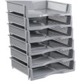 thumbnail image 1 of SOIBC-6 Pack Stackable Letter Tray, Plastic Desktop A4 Paper Organizer Tray, Grey, 1 of 4