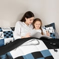 thumbnail image 5 of Feelyou Farmhouse Bear Animal Full Size Comforter Sets, Blue Check Patchwork Bedding Comforter Set, Jungle Pine Tree Plant Reversible Bedding Sets, Lightweight Room Decor, 3 Pieces, 5 of 8