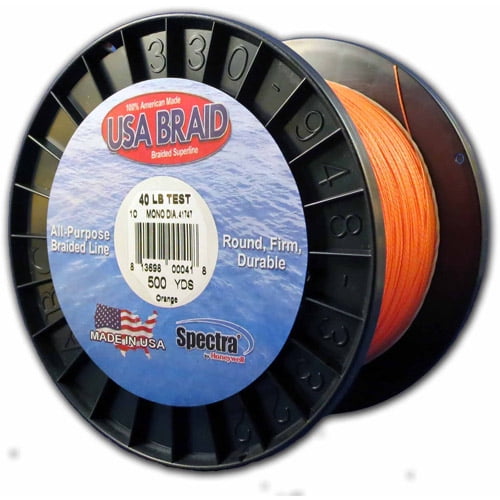 USA BRAID 40lb Braided Superline, 500yds, Orange