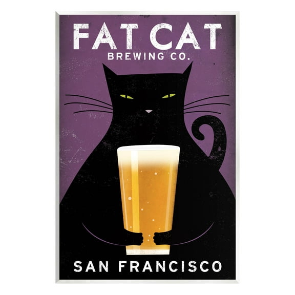 Stupell Industries Fat Cat Brewing Vintage Typography Graphic Art Unframed Art Print Wall Art, Design by Ryan Fowler