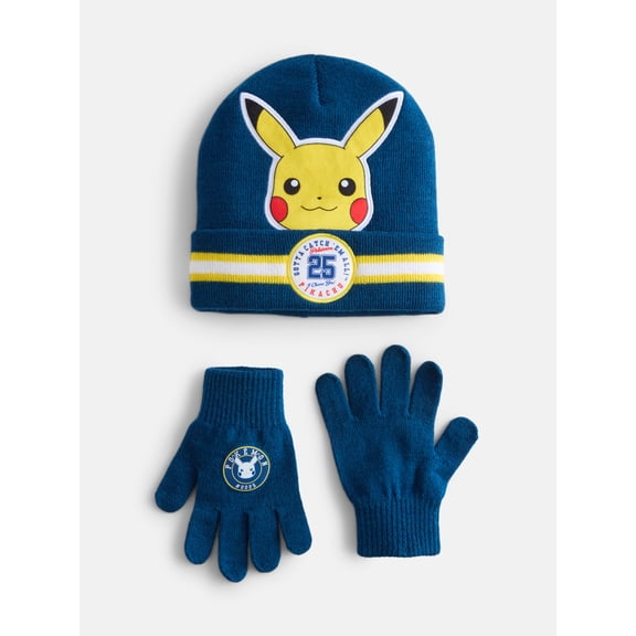 Pokemon Boys Beanie and Gloves Set, 2 Piece