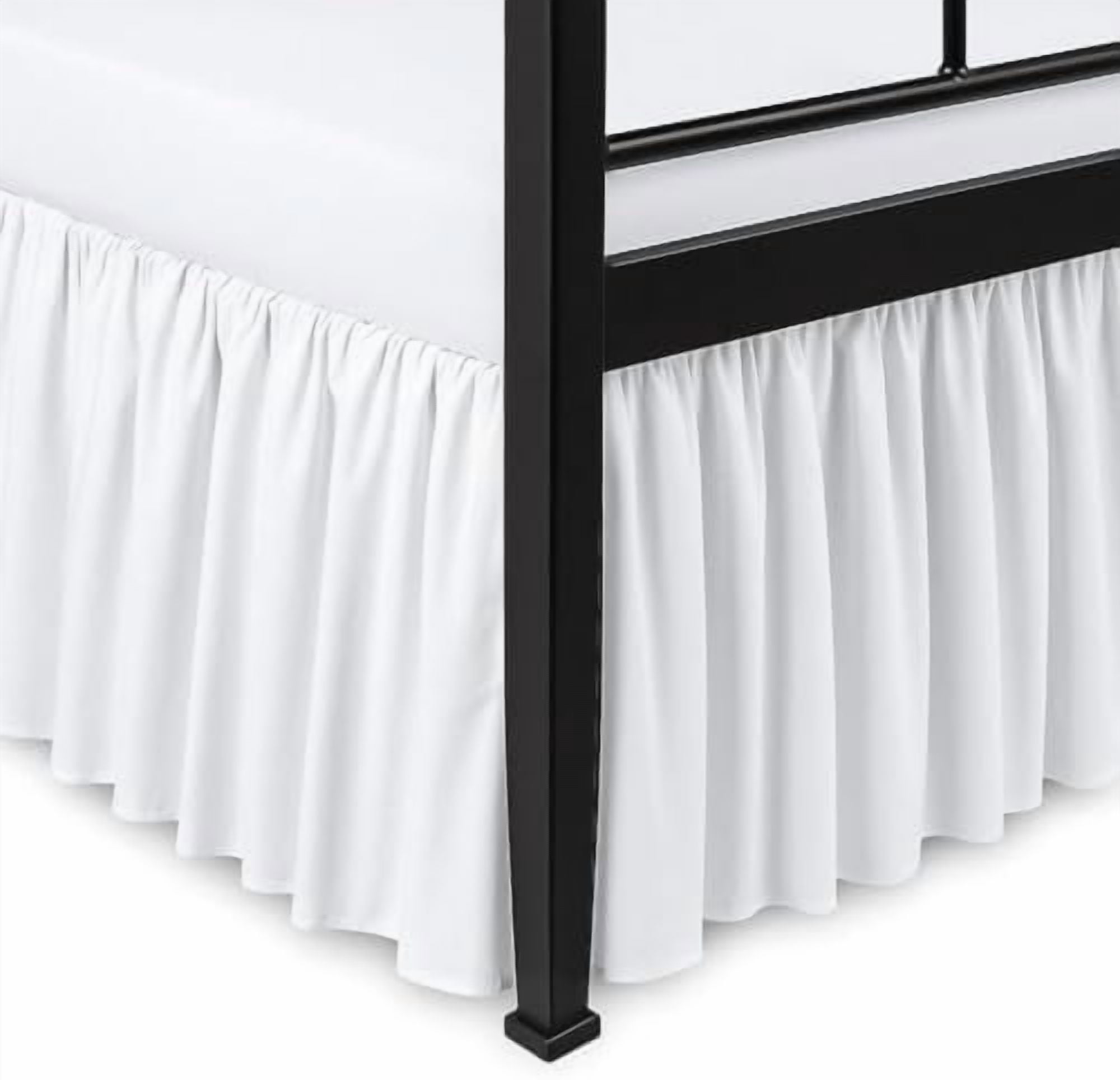 Ruffled Bed Skirt Split Corners with Platform, Tailored Fit Hotel Quality Wrinkle Free Ultra-Soft Microfiber Dust Ruffle, Upto 28 Inch Drop, Queen, White