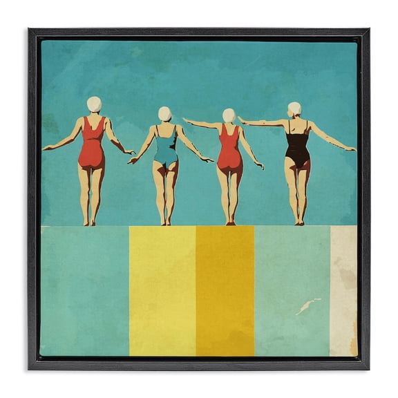 Stupell Industries Four Figures on the Pool Black Framed Floater Canvas Wall Art, design by Layla Oz
