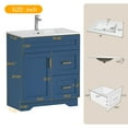 thumbnail image 5 of 30" Vanity Sink Cabinet with Top Freestanding Bathroom Vanity Sink with Doors and 2 Storage Drawers,Blue, 5 of 8