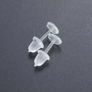 Fiaya Women Invisible Plastic Earrings, Clear Earrings, 25 Pairs Of Clear Plastic Post Earrings and Earring Backs Silicone