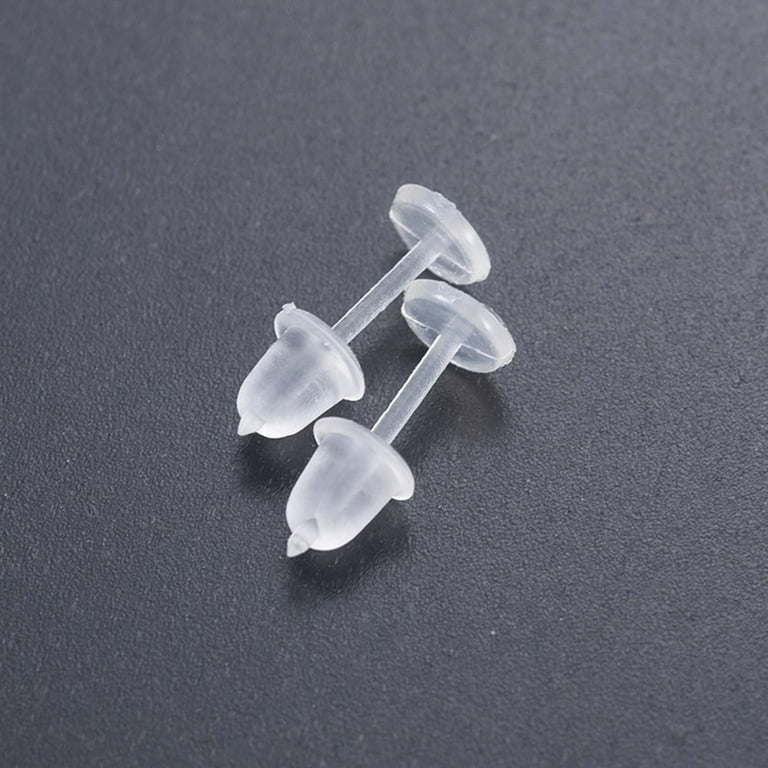 Dengmore Earrings 25 Pairs of Plastic Earring Posts and Transparent Earrings on The Back of Earrings, Women's, Size: One size, Clear