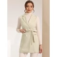 thumbnail image 3 of DARING DIVA Women's Lapel Collar Trench Vest Double Breast Long Blazer S Apricot, 3 of 6