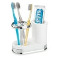 thumbnail image 4 of mDesign Bathroom Toothbrush/Toothpaste Dental Storage Organizer - White/Chrome, 4 of 7