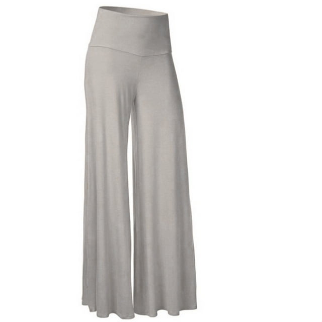 Pantalones de salón elásticos de pierna ancha para mujer, pantalones palazzo casuales y cómodos de cintura alta