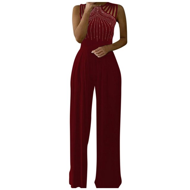 Combinaison Sans Manches Taille Haute Unie avec Poches Jambes Larges Décontractée Ample Robe Maxi