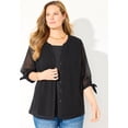 thumbnail image 4 of Catherines Women's Plus Size Petite Swiss Dot Tie Sleeve Blouse, 4 of 6