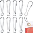 thumbnail image 1 of Ganchos de clip para asta de bandera Accesorios de asta de bandera de acero inoxidable para bandera con ojales, llavero, calcetines, tendedero (24 piezas, plateado), 1 of 2