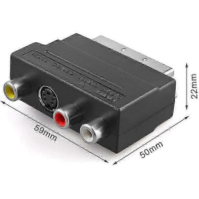 SCART to 3 x RCA (phono) and S-Video adapter, switchable composite AV connector