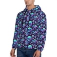 thumbnail image 2 of KLL Blue Flower Skull Print Mens Hoodie Long Sleeve Casual Pullover Hooded Sweatshirt Fashion Drawstring Hoodies with Pocket-Medium, 2 of 6