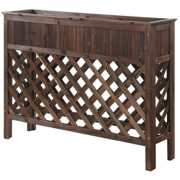 Pemberly Row 48" Patio Planter in Weathered Cedar Cinnamon Wood Finish