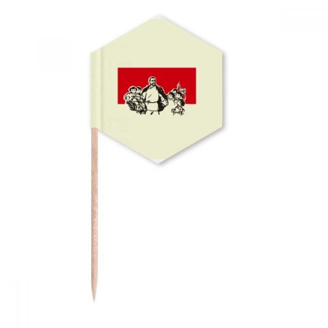 China Red Education Propaganda Leader Toothpick Flags Cupcake Picks Party Celebration
