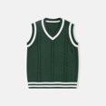 thumbnail image 6 of Sweaters For Teens Preppy Boys Girls School Uniform Sweater Vest 2025 Fashion Teen V Neck Knit Vest Sleeveless Slim Fit Pullover Tank Tops Kids Clothes, 6 of 9