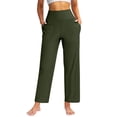 thumbnail image 2 of Lixiuxyad Baggy Wide Leg Pants High Waist Yoga Pants For Women Solid Color Capri Leggings Stretchy Fitness Sports Cropped Tights Green, 2 of 6