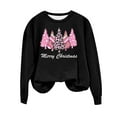 thumbnail image 2 of pimelu Christmas Sweater Clearance Womens Merry Christmas Sweatshirt Fashion Pink Leopard Christmas Tree Graphics Sweater Tops Plus Size Crewneck Long Sleeve Pullover Shirt, 2 of 4