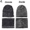 thumbnail image 5 of PULLIMORE Winter Beanie Hat Scarf Set for Men Women Thick Warm Knit Skull Cap Circle Scarf Set with Fleece Lining (Dark Blue), 5 of 9