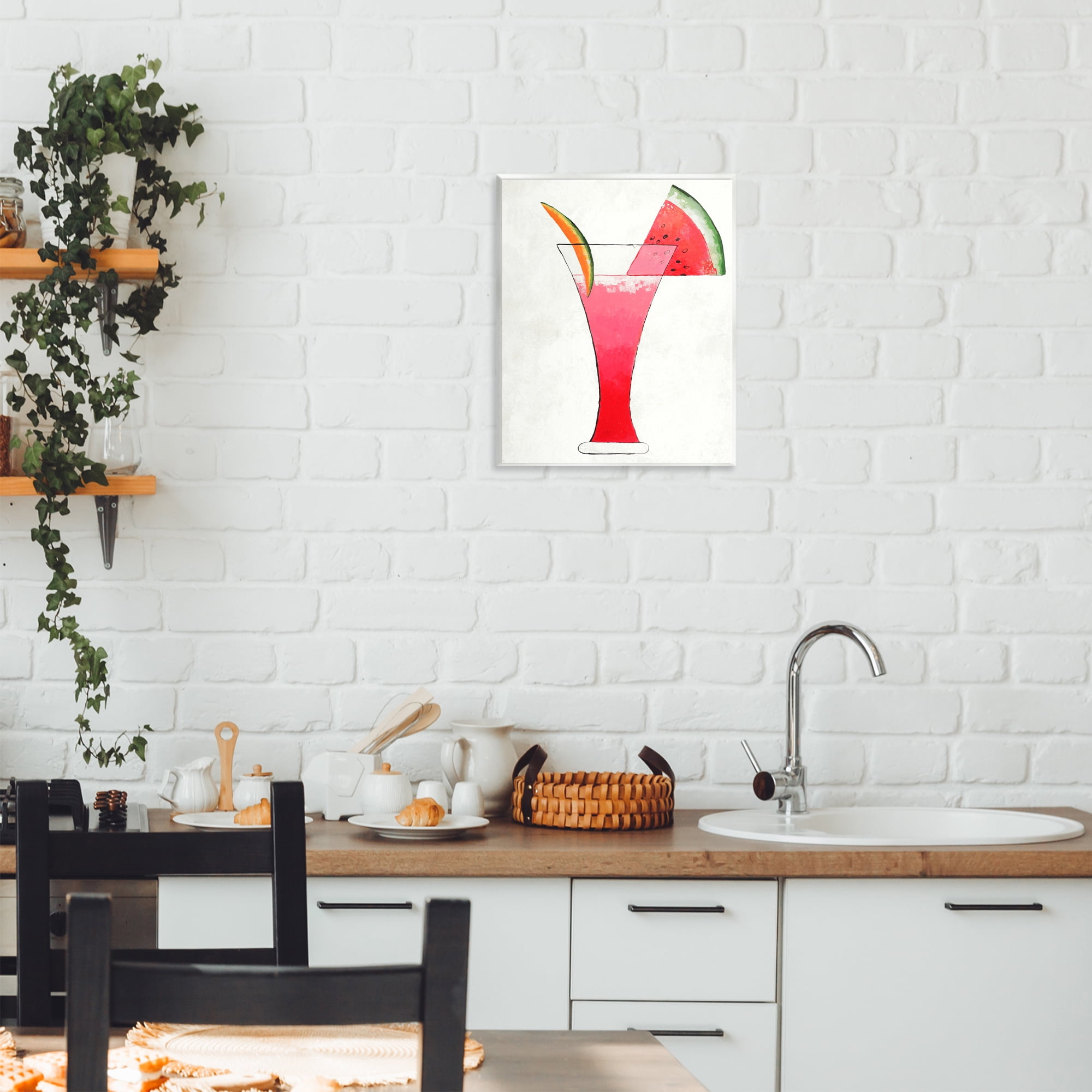 Stupell Industries Summer Cocktail Watermelon Slice Wall Plaque Art, design by Lorenzo Collective