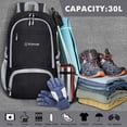 thumbnail image 2 of ZOMAKE Mochila Ligera y Empacable de 30 L - Mochilas de Senderismo Plegables Mochila Plegable compacta Resistente al Agua para Viajes (Negro), 2 of 5