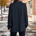 thumbnail image 7 of Women's Fashion Women's Lightweight Long Sleeve Pullover With Pockets Preppy Graphic Hoodie, Solid Color Fall Winter Sweatshirt with Button Details for Stylish Outfits,Navy,XL, 7 of 7
