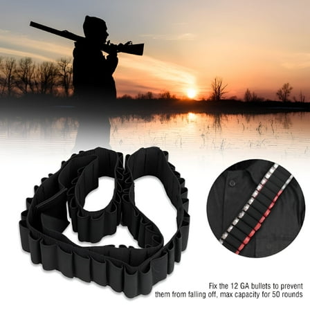 BESTSKY Shotgun Shell Bandolier Cartridge Belt Strap 50 Rounds 12 GA Ammo Holder
