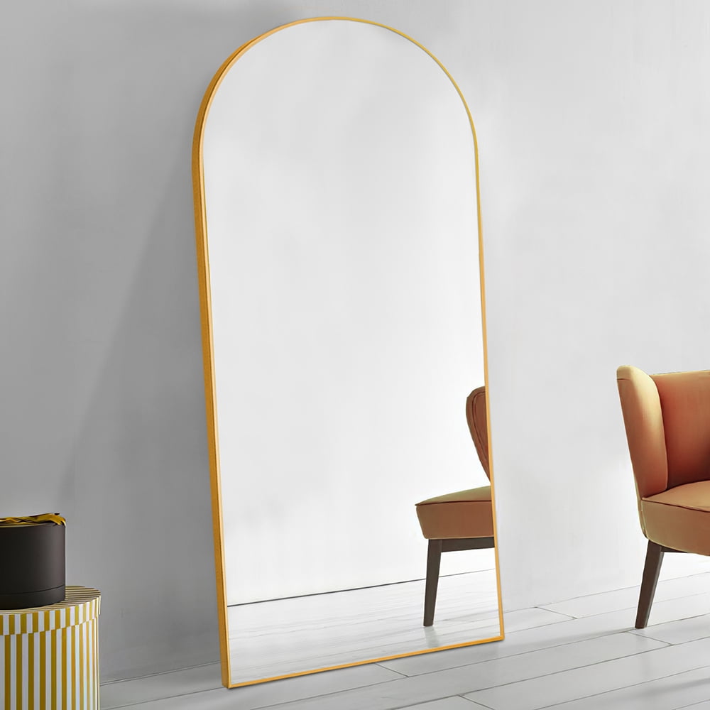 71"x31" Aluminum Alloy Full-length Mirror Arch Decorative Mirror Gold