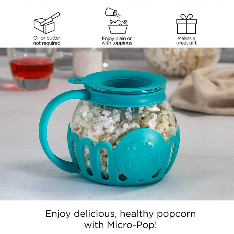  Ecolution Patented Micro-Pop Microwave Popcorn Popper with  Temperature Safe Glass, 3-in-1 Lid Measures Kernels and Melts Butter, Made  Without BPA, Dishwasher Safe, 1.5-Quart, Blue: Home & Kitchen