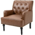 thumbnail image 2 of Mid-Century PU Leather Accent Chair, Living Room Lounge Sofa Chair with Black Painted Rubber Wood Feet, Single Club Armchair with Rivet Trim for Bedroom Home Reception, 2 of 8