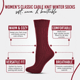 thumbnail image 5 of Sierra Socks Classic Cable Knit Acrylic Knee High Socks,Pack of 2,for Female, Dark Maroon, for Women, 5 of 9