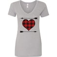 thumbnail image 3 of Inktastic Buffalo Plaid Valentines Day Heart Women's V-Neck T-Shirt, 3 of 5