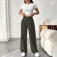 thumbnail image 4 of JJHGVB Long Trousers High Waist cream pants Flowy Pants Elastic Waist Summer Outfit Sweat Wear comfys fit palazzo pants Wide Leg Palazzo Loose Casual Lounge Trousers Soft Stretchy Gray 2 L, 4 of 9