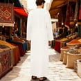 thumbnail image 5 of Kakii Men's Kaftan Thobe Long Sleeve Muslim Robe Button Up Side Split Kaftan Thobe with Pockets, 5 of 9