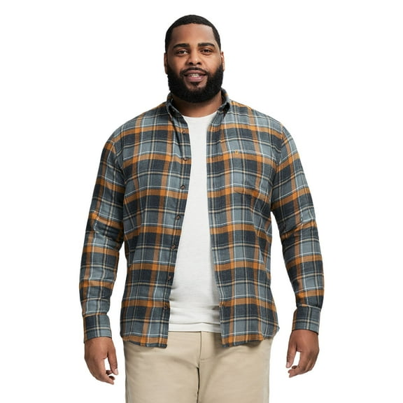 Big & Tall IZOD Stratton Flannel Long Sleeve Button Down Shirt Color: Black Brown Size: 2XB