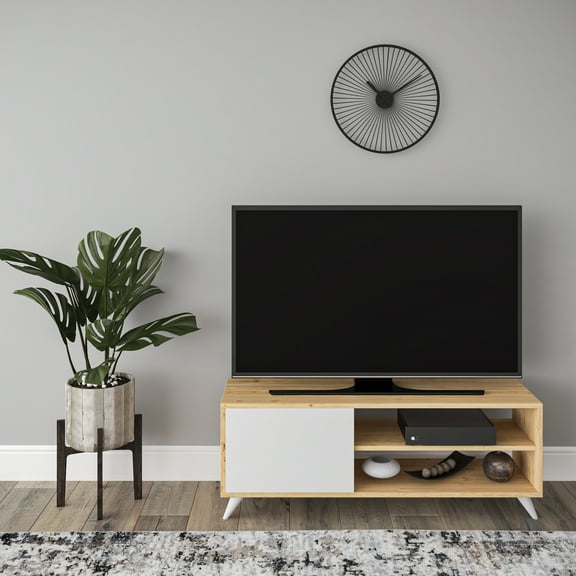 Ada Home Décor 2 Tier Venga TV Stand with Doors for TVs up to 53", White Oak