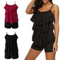 thumbnail image 1 of Women‘s Split Swimsuit  Layered Ruffled Split Swimsuit Top  Two-piece Swimsuit With Boxer Shorts, 1 of 8