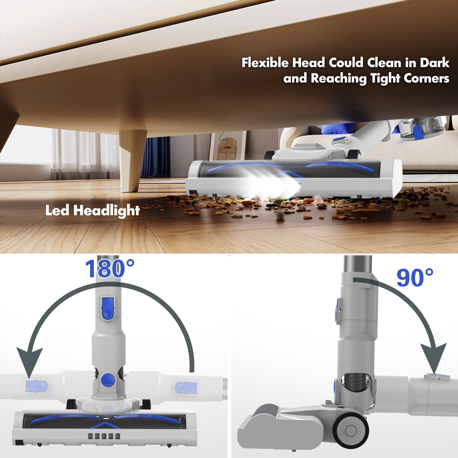 CareVac Cordless Stick Vacuum Cleaner Lightweight for Carpet Hard Floor Pet Hair